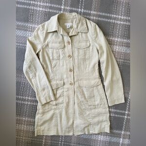 Banana Republic linen blend safari short trench coat jacket 8/M